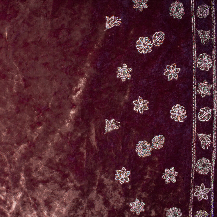 Taupe/Royal Blue Two-Tone Embroidered Velvet