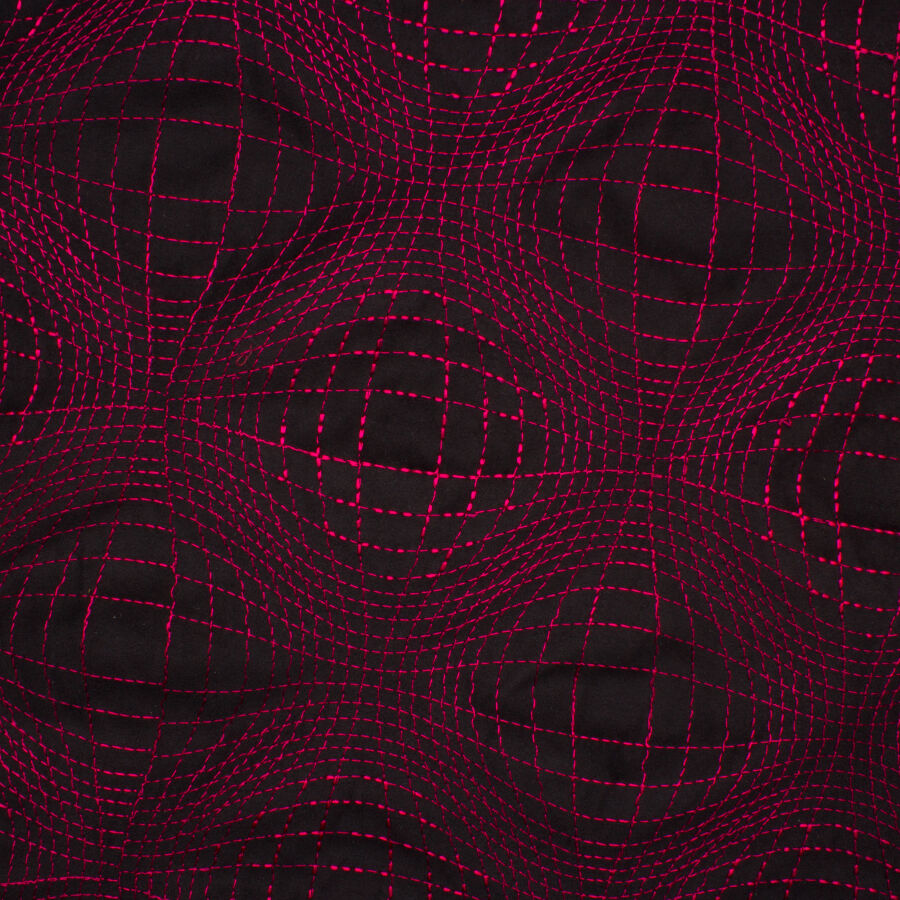 Pink Embroidered Black Alcantara