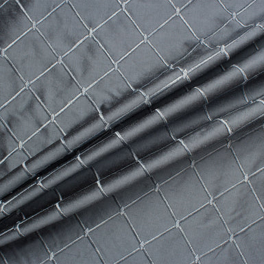 Slate Grey Embroidered Silk Shantung