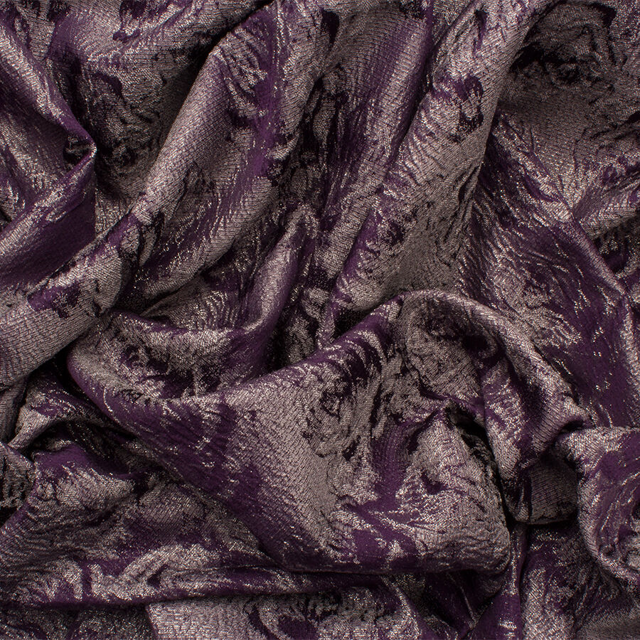 Purple Metallic Rose Floral Cloqué