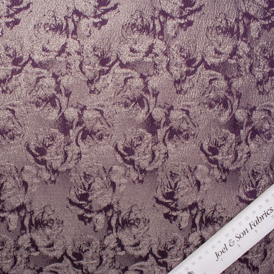 Purple Metallic Rose Floral Cloqué