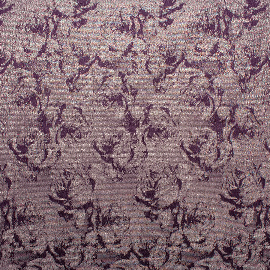 Purple Metallic Rose Floral Cloqué