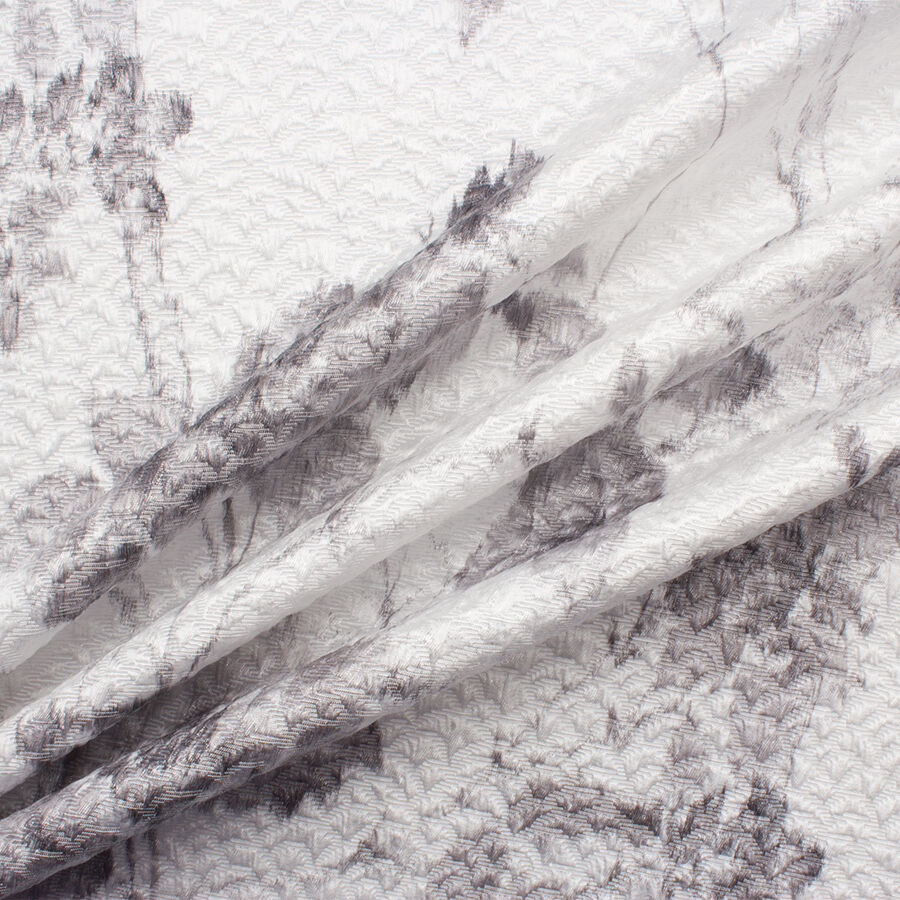 Soft Grey Floral Metallic Cloqué