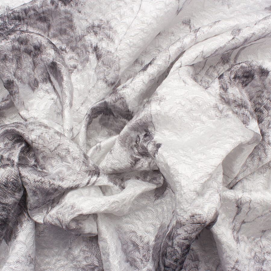 Soft Grey Floral Metallic Cloqué