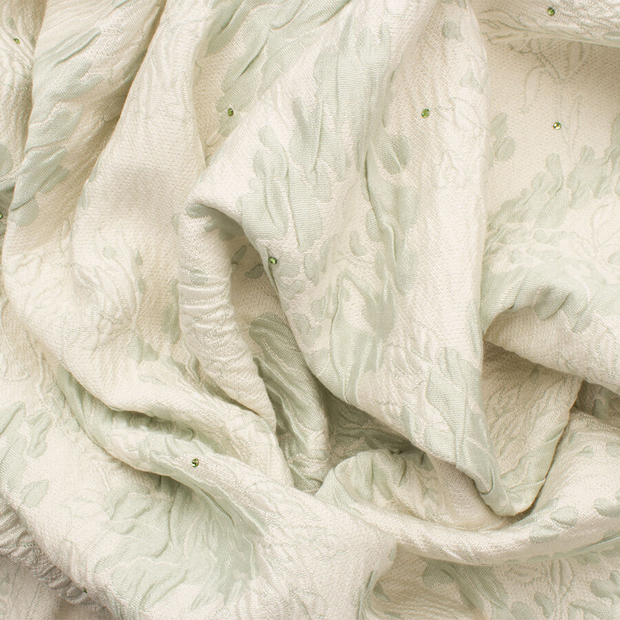 Pale Mint Green Floral Cloqué