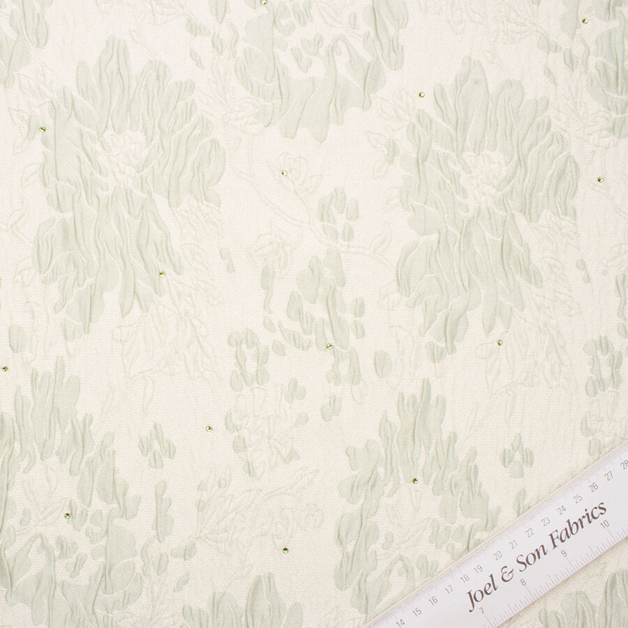 Pale Mint Green Floral Cloqué