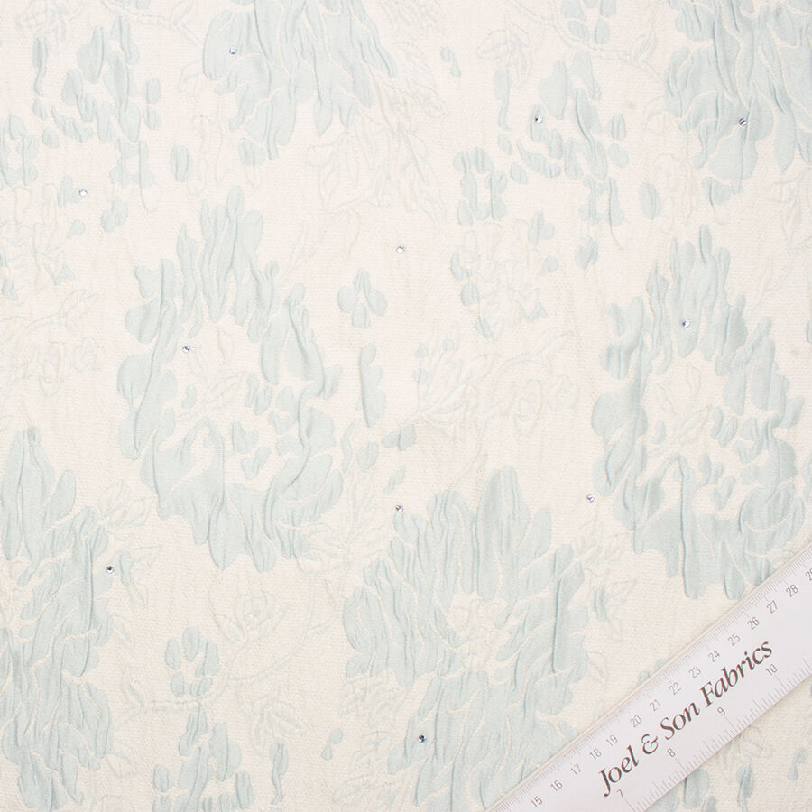 Pale Blue Floral Cloqué