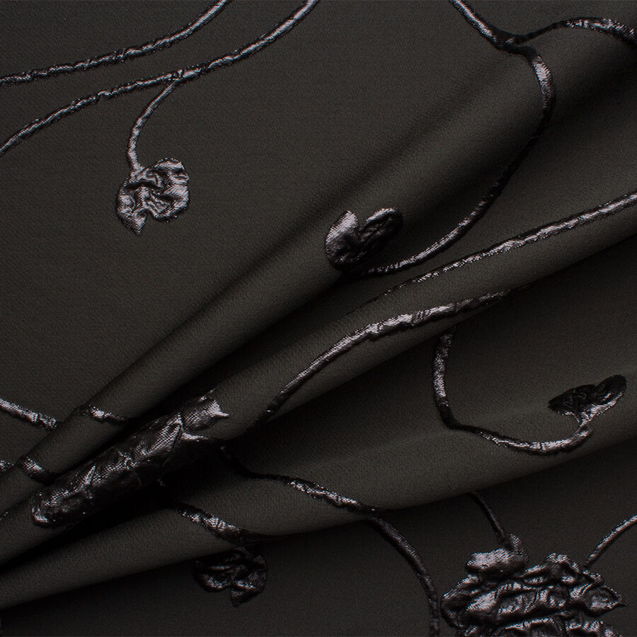 Black Floral Cloqué (A 2m Piece)