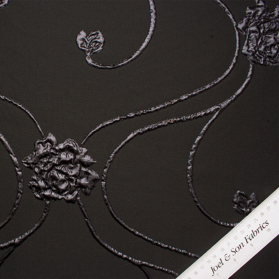 Black Floral Cloqué (A 2m Piece)