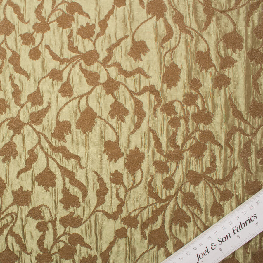 Khaki Floral Metallic Cloqué