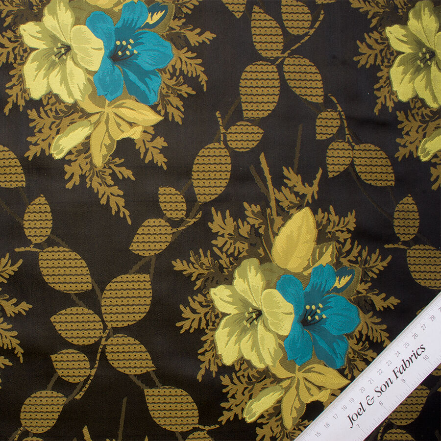 Olive Green Floral Silk Brocade