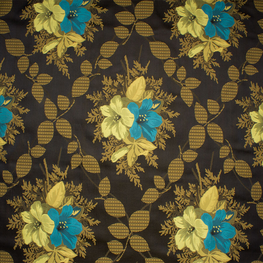 Olive Green Floral Silk Brocade