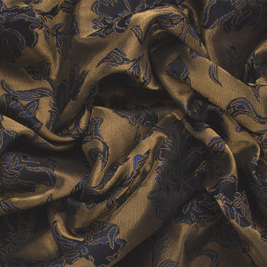 Blue/Gold Floral Metallic Brocade (A 1.25m Piece)