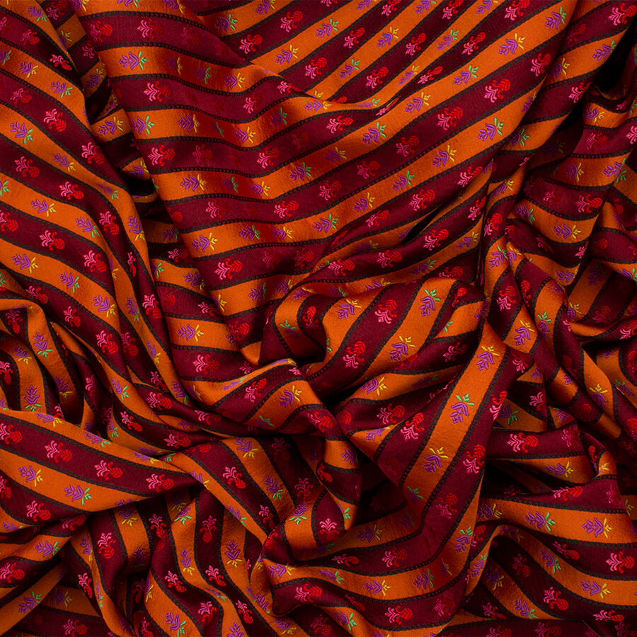 Orange/Deep Red Brocade