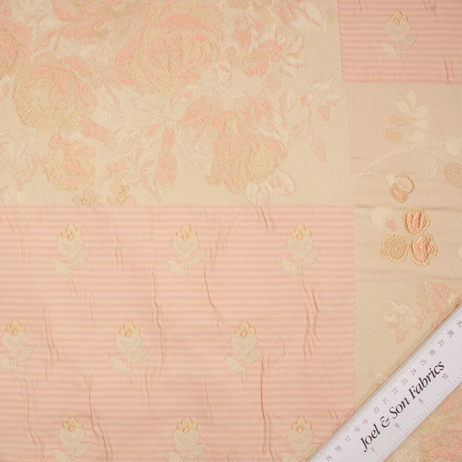 Cream/Pink Jacquard Floral Brocade