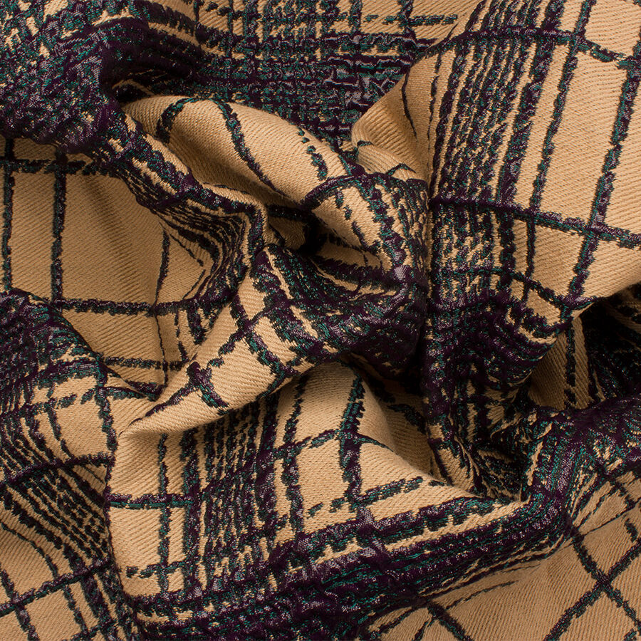 Brown/Black Checkered Metallic Cloqué