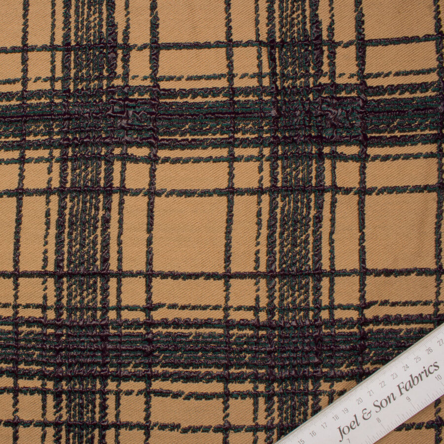 Brown/Black Checkered Metallic Cloqué