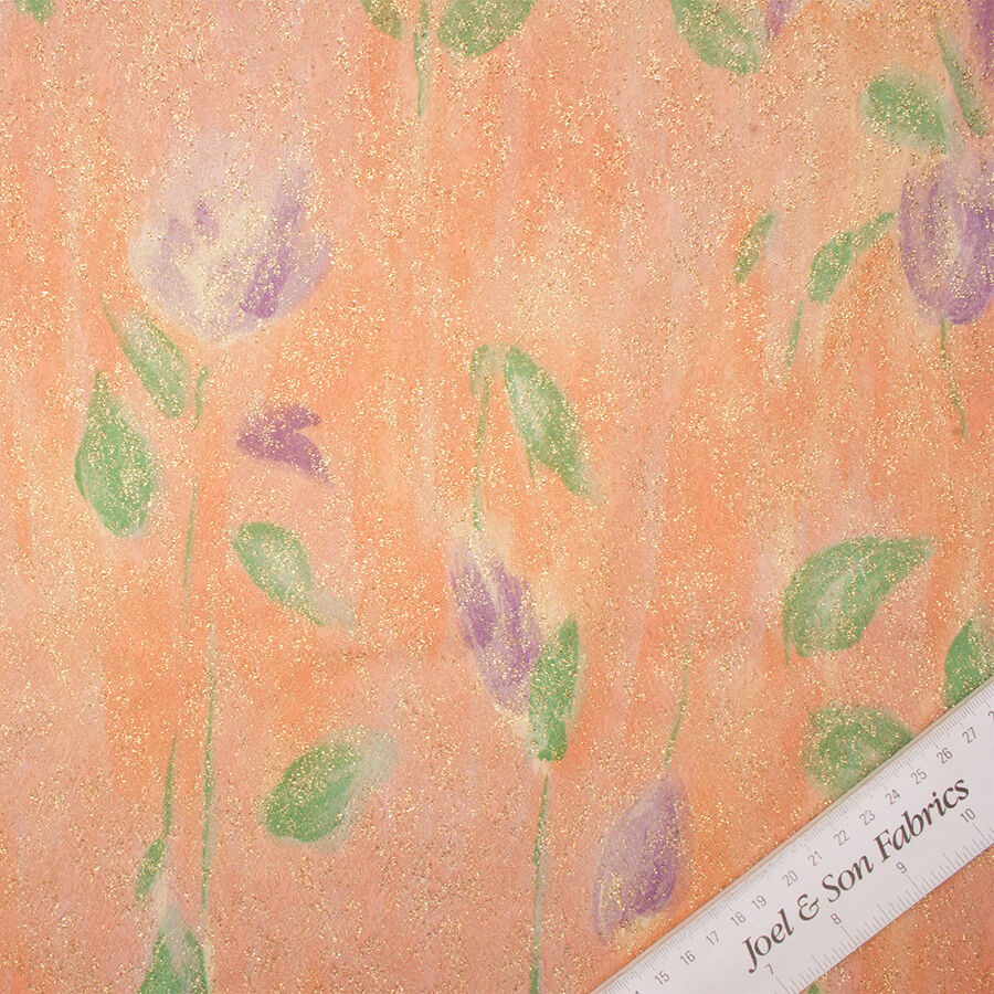 Peach/Floral Metallic Brocade