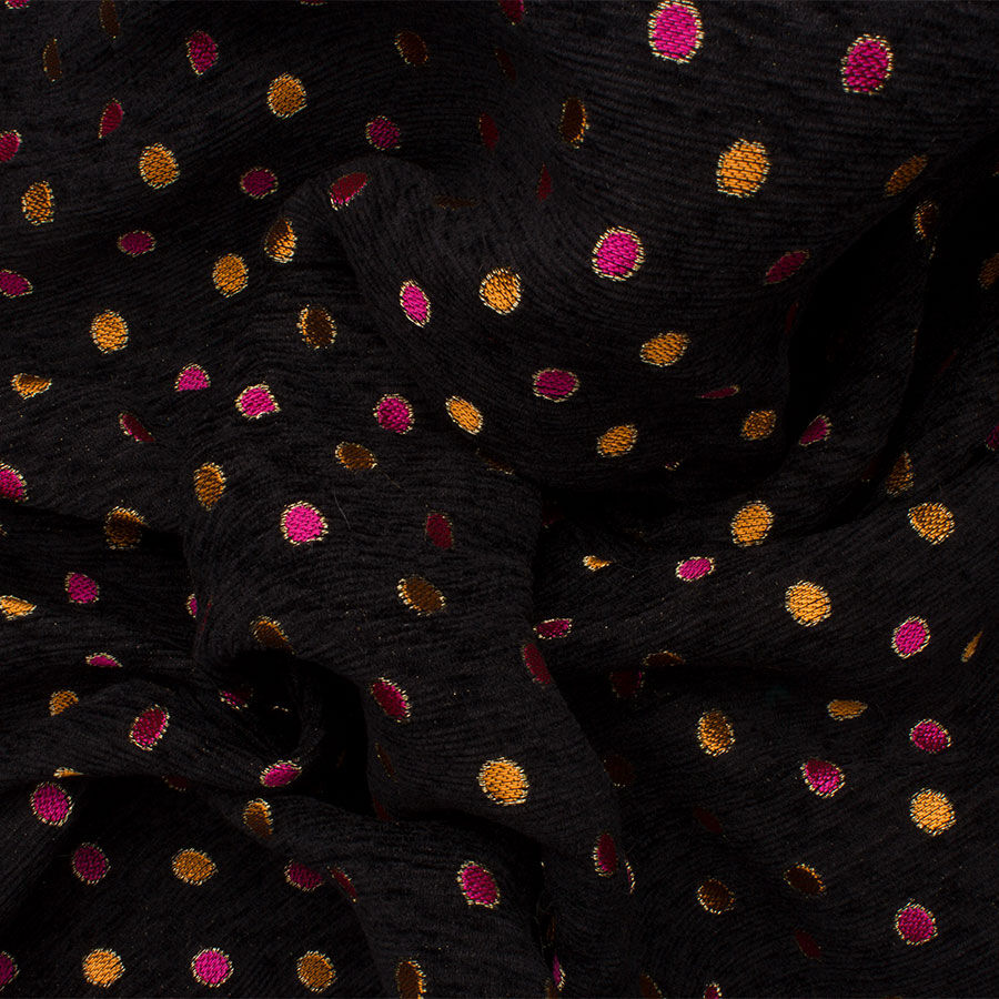 Orange & Pink Spotted Jacquard Brocade