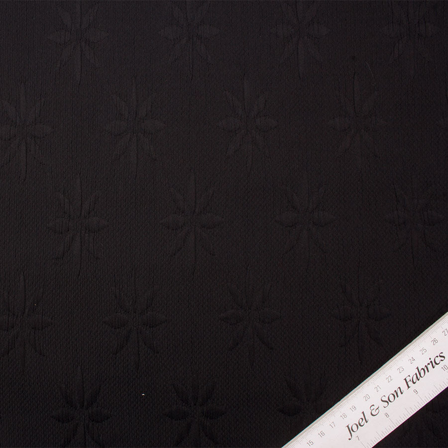 Midnight Blue Floral Stretch Cloqué
