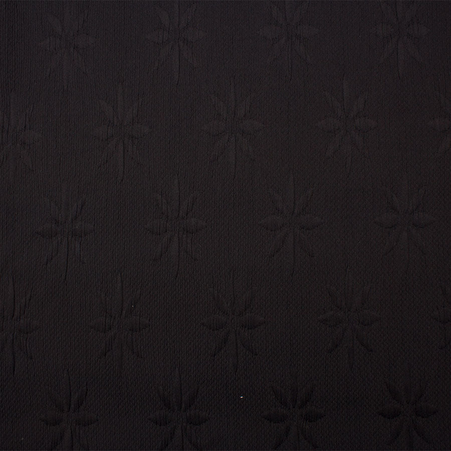 Midnight Blue Floral Stretch Cloqué