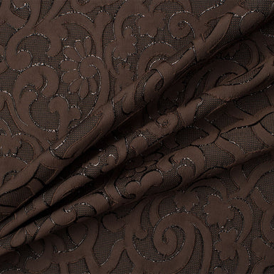 Chocolate Brown Metallic Cloqué