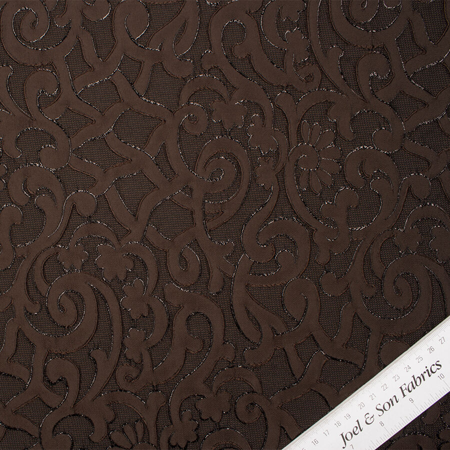 Chocolate Brown Metallic Cloqué