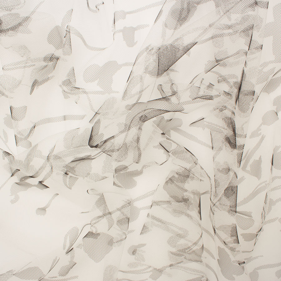 Black Floral Printed Tulle