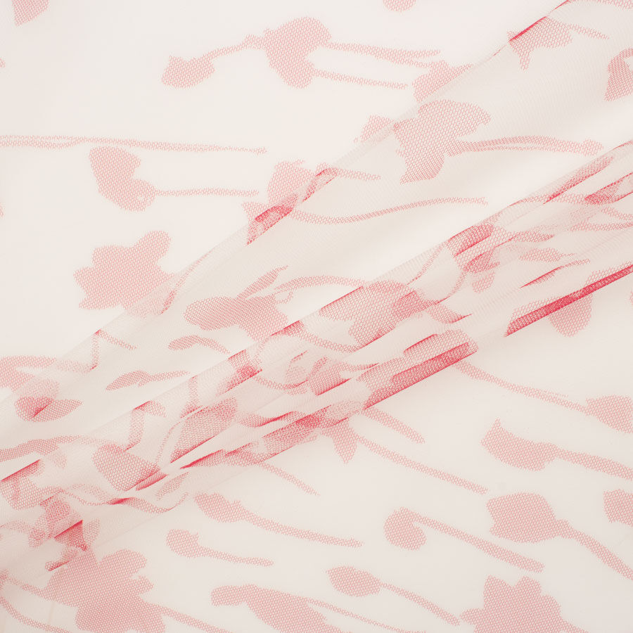 Red Floral Printed Tulle