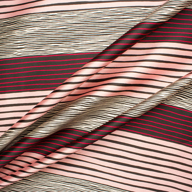 Pink/Black Striped Silk Mikado