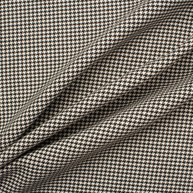 Houndstooth Wool Blend with Faux Leather Border