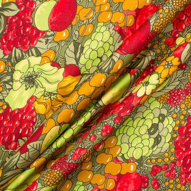 Red/Multi Floral Printed Silk Twill