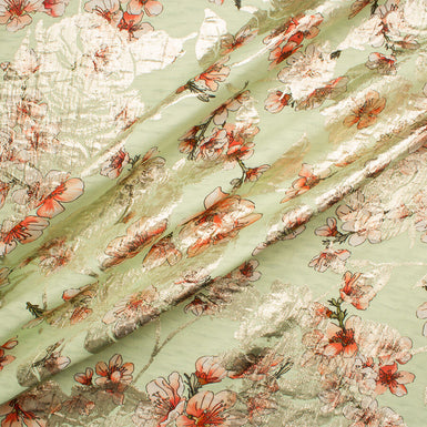 Soft Green/Floral Silk Cloqué