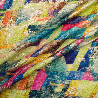 Multi-Coloured 'Patchwork' Metallic Silk Cloqué