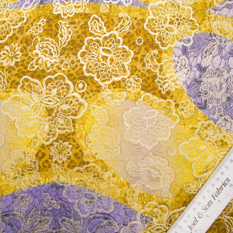 Yellow/Purple Laminated Silk Cloqué