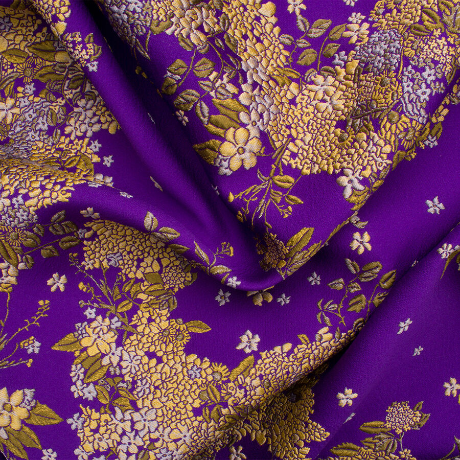 Purple/Yellow Gold Floral Cloqué (A 3.35m Piece)