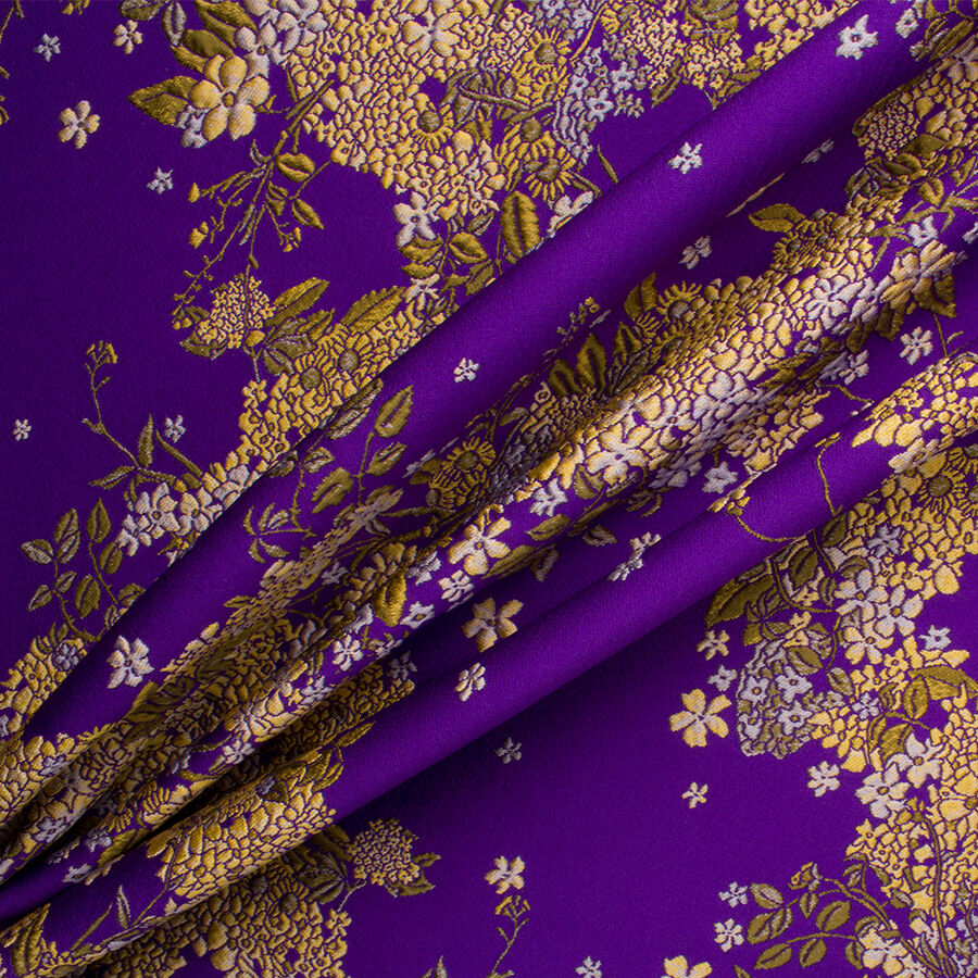 Purple/Yellow Gold Floral Cloqué (A 3.35m Piece)