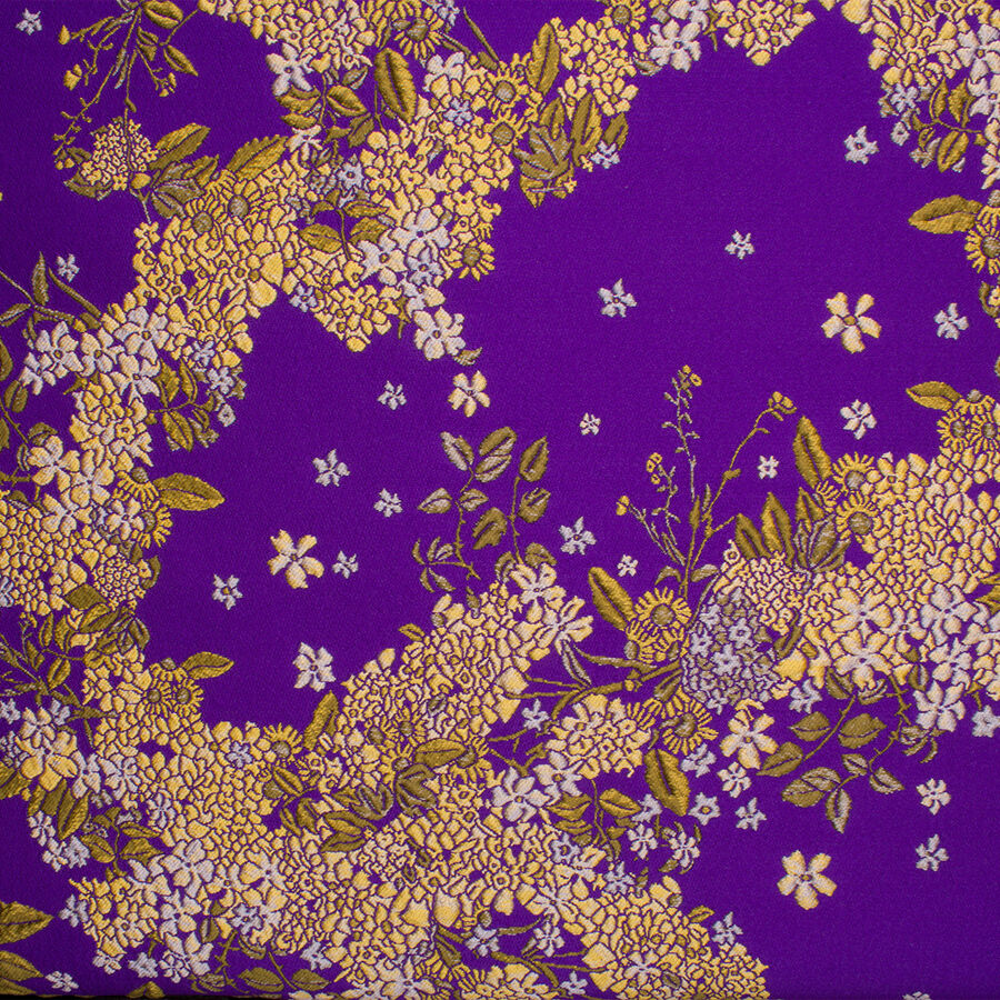 Purple/Yellow Gold Floral Cloqué (A 3.35m Piece)