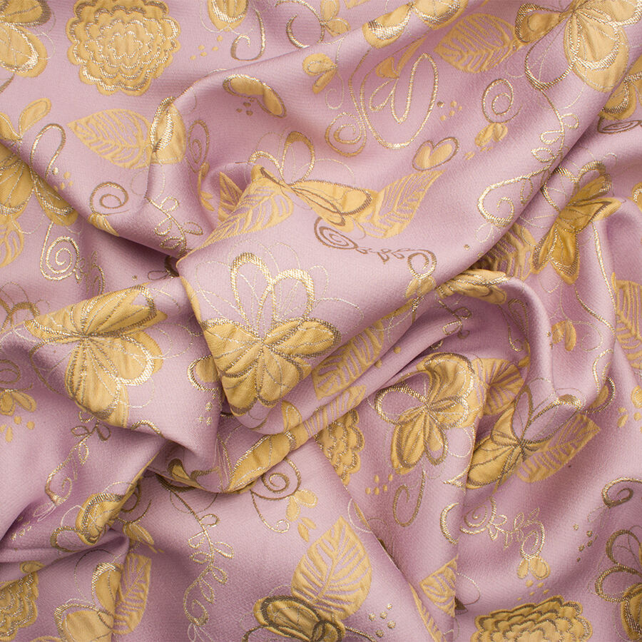 Lilac/Yellow Gold Floral Metallic Cloqué