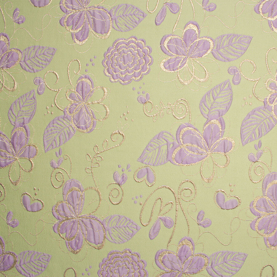 Green/Pale Purple Floral Metallic Cloqué