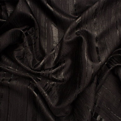 Black Laminated Striped Silk Chiffon