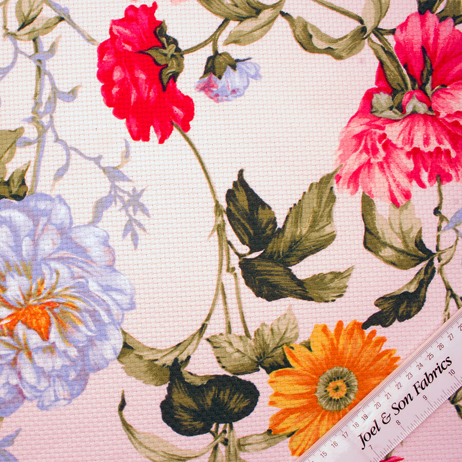 Pale Pink Floral Printed Cotton Piqué
