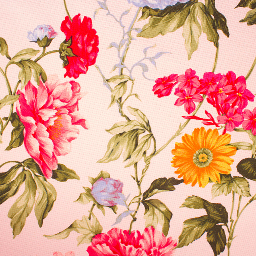 Pale Pink Floral Printed Cotton Piqué