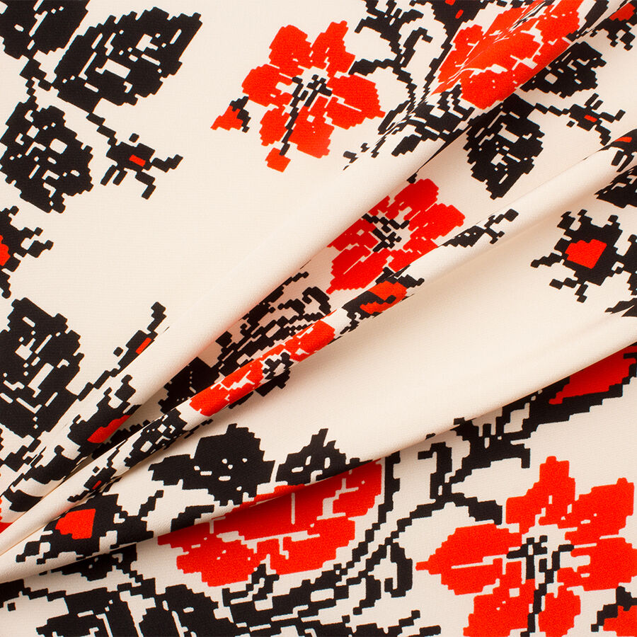 Pixelated Floral Silk Crêpe (A 1.85m Piece)