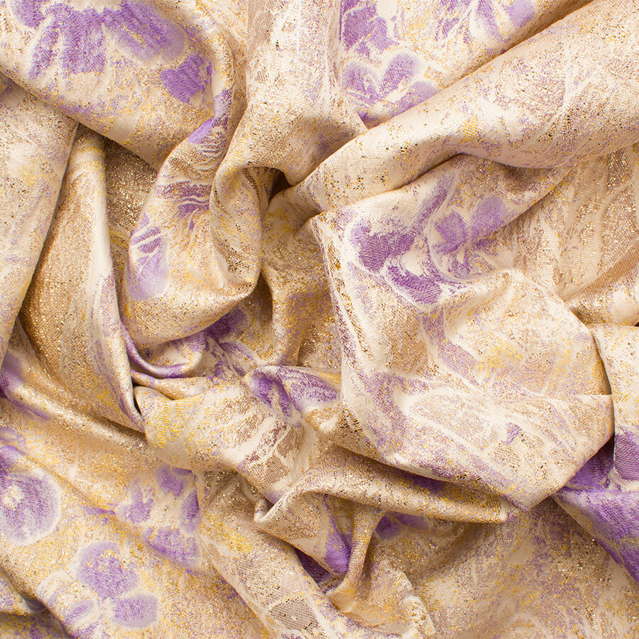 Lavender Floral Silk Metallic Cloqué