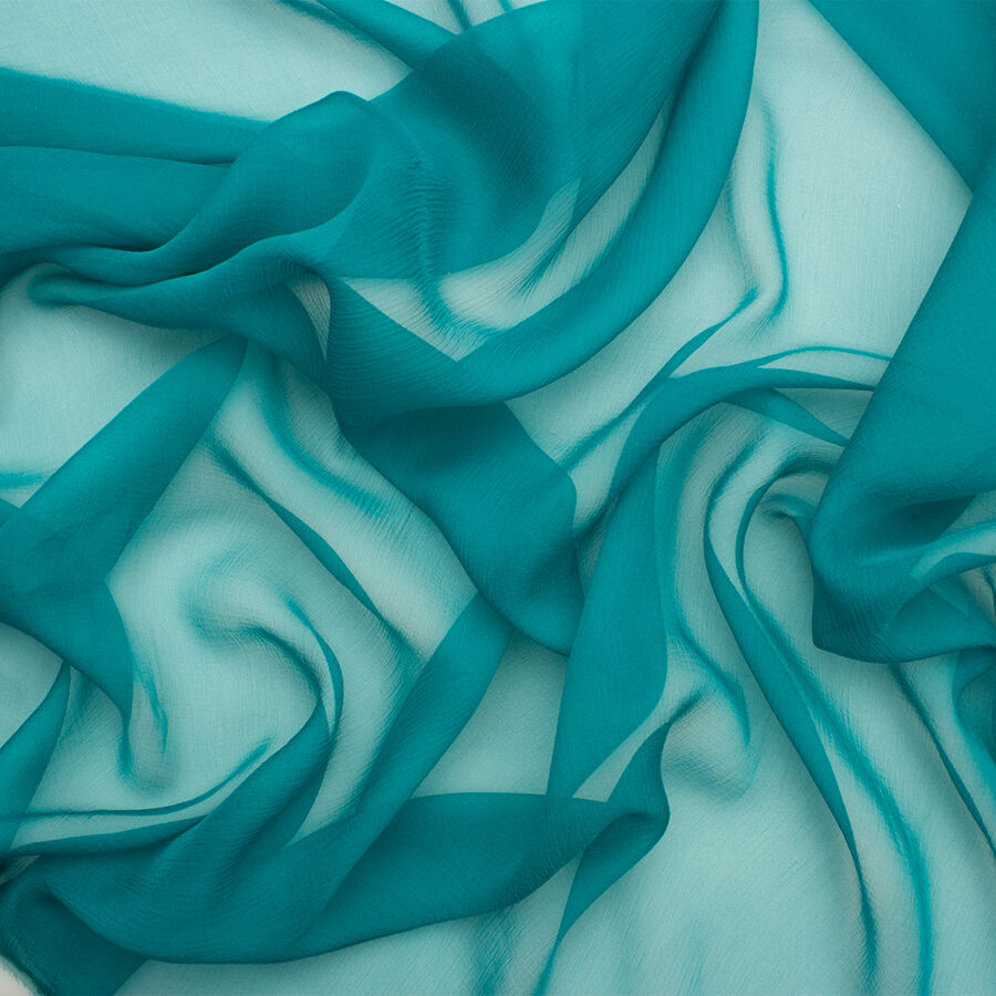 Deep Turquoise Silk Chiffon