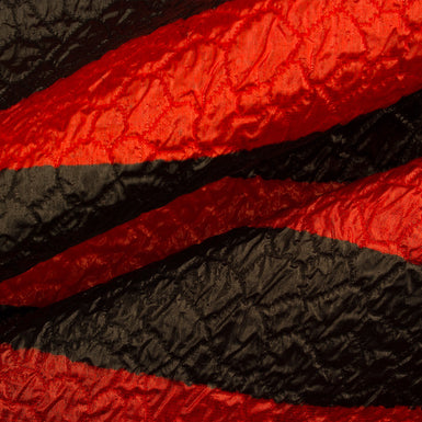 Black & Red Stripe Organza Cloqué