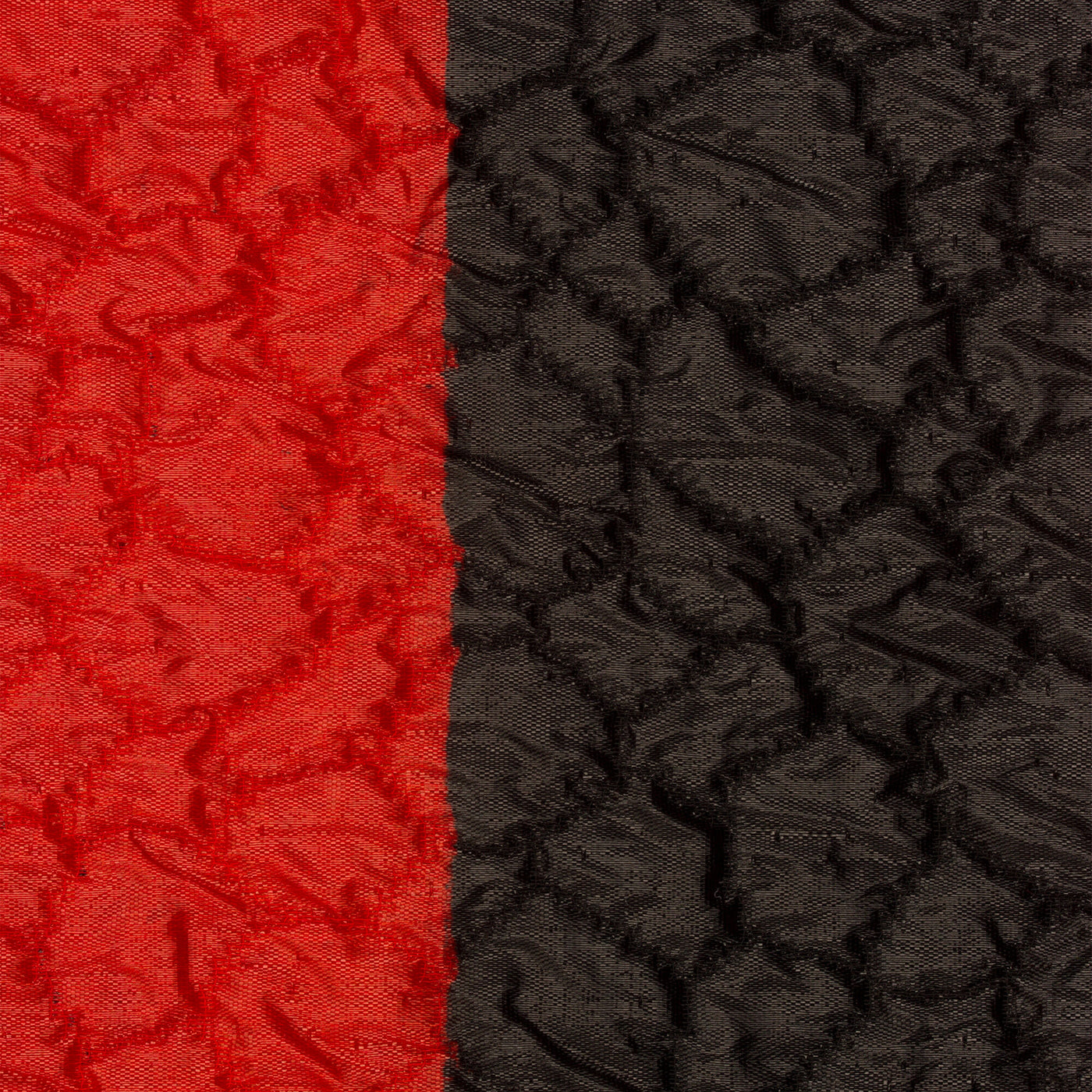 Black & Red Stripe Organza Cloqué