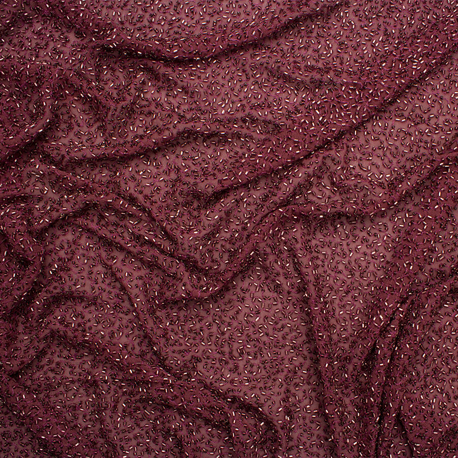 Dark Cherry Beaded Chiffon