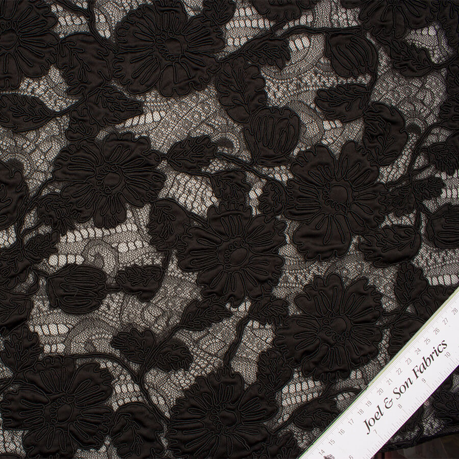 Black Floral Embroidered Tulle
